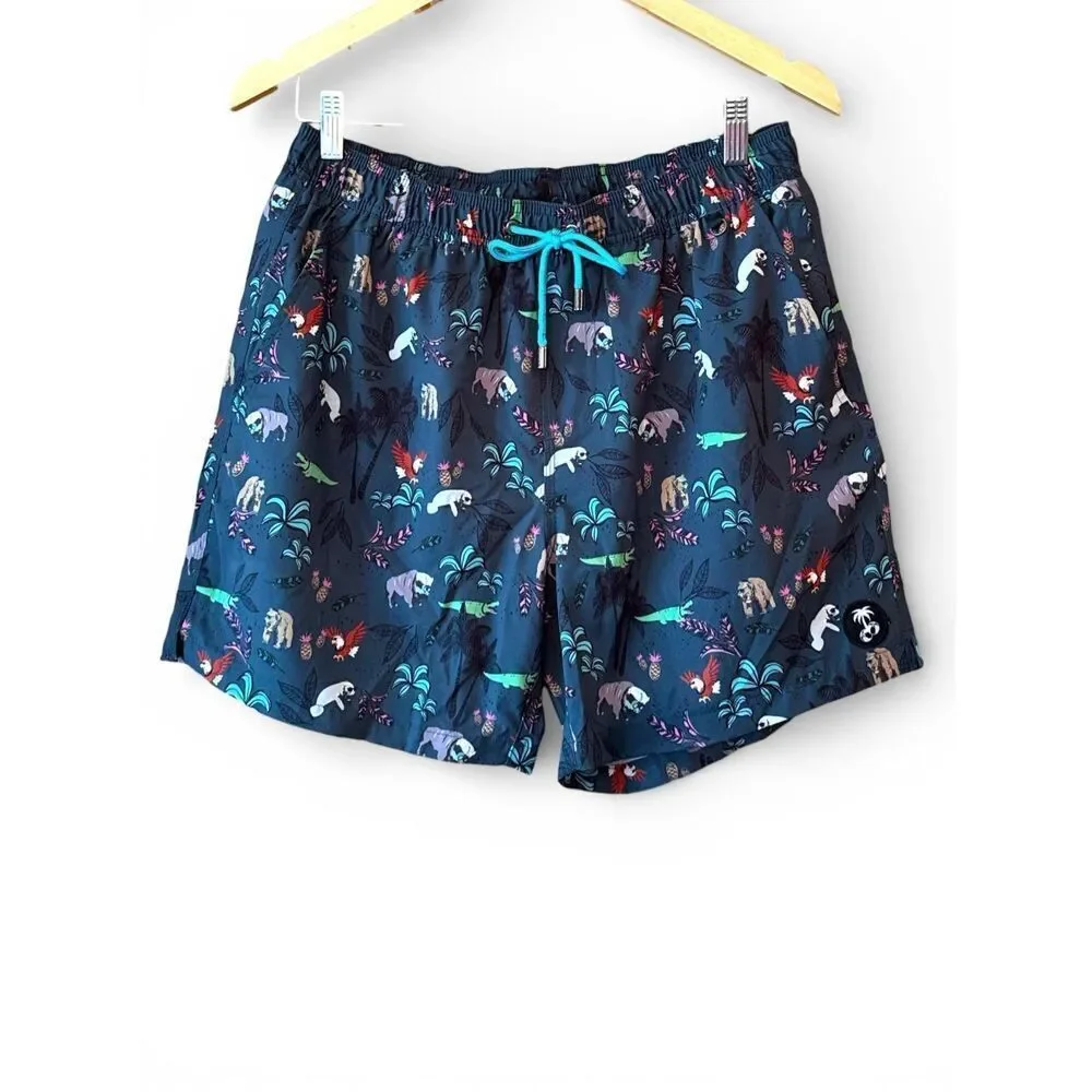 BALLS BEACHWEAR Sunglass Animal Print Swim Trunks Large